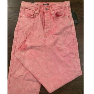 Pink High-Wasted Straight Jeans